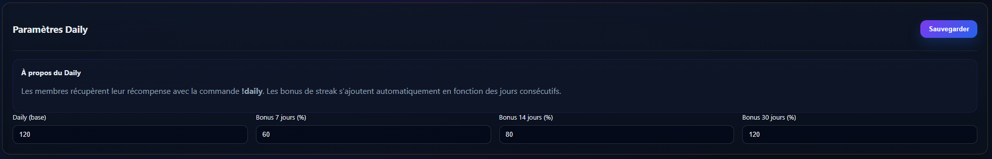 Capture des paramètres économie