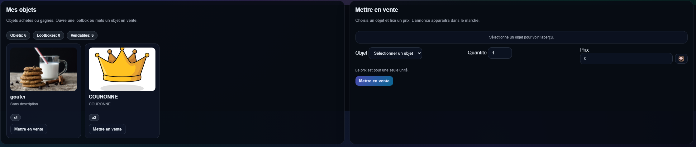 Capture de l'inventaire